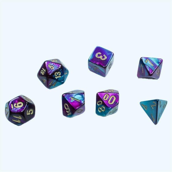 Time2Play Cube Mini Gemini Dice, Purple-Teal & Gold - Set of 7 TI3297588
